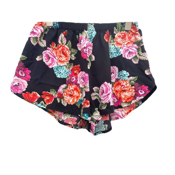 Ambiance Apparel Multi Color Tropical Floral Elastic Waist Shorts Size Medium - Picture 4 of 6
